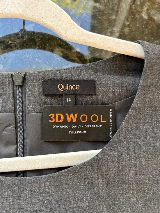 NWOT Quince Italian Wool short Sleeve Dress in Coal Melange. Sz 14. - Picture 4 of 7